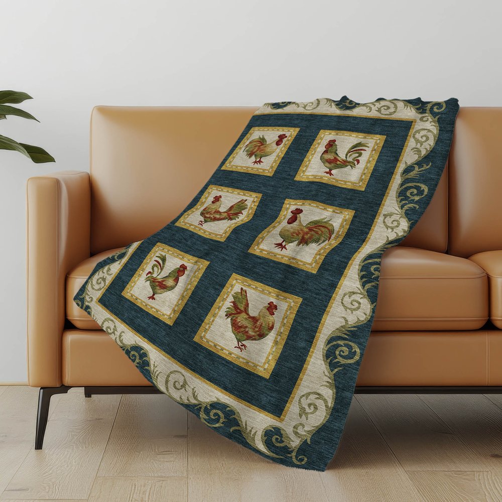50" X 70" Gold Red And Ivory Animal Print Polyester Woven Plush Throw Blanket