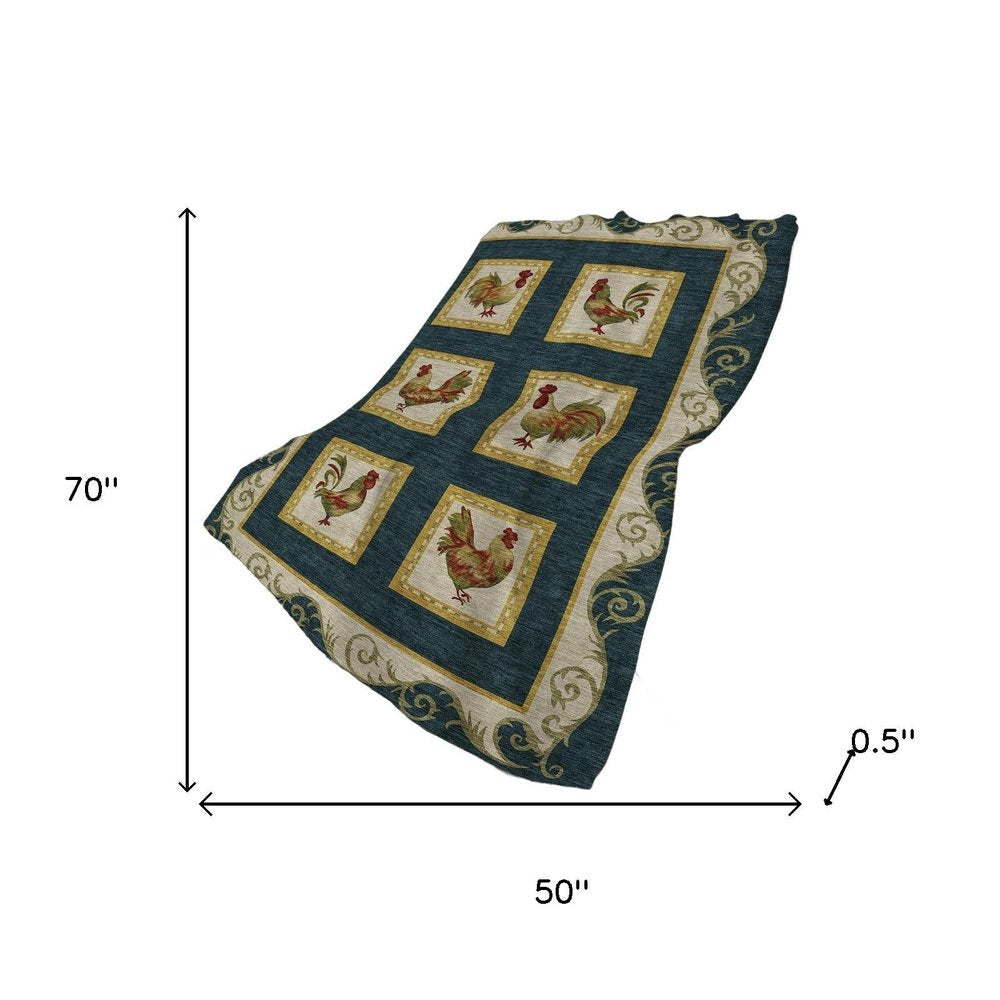 50" X 70" Gold Red And Ivory Animal Print Polyester Woven Plush Throw Blanket