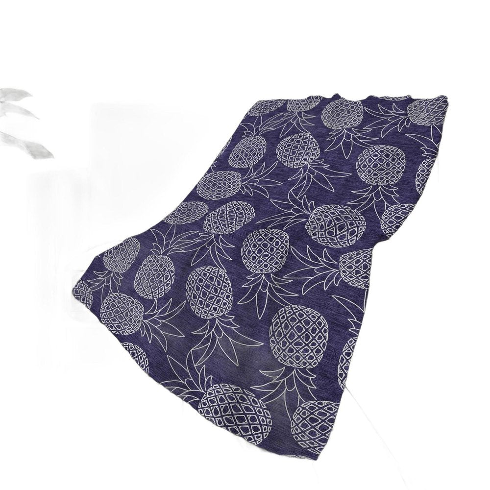 50" X 70" Blue And Ivory Geometric Polyester Woven Plush Throw Blanket