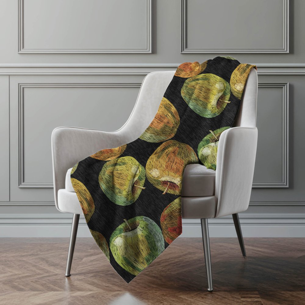 50" X 70" Midnight Gold And Red Abstract Polyester Woven Plush Throw Blanket