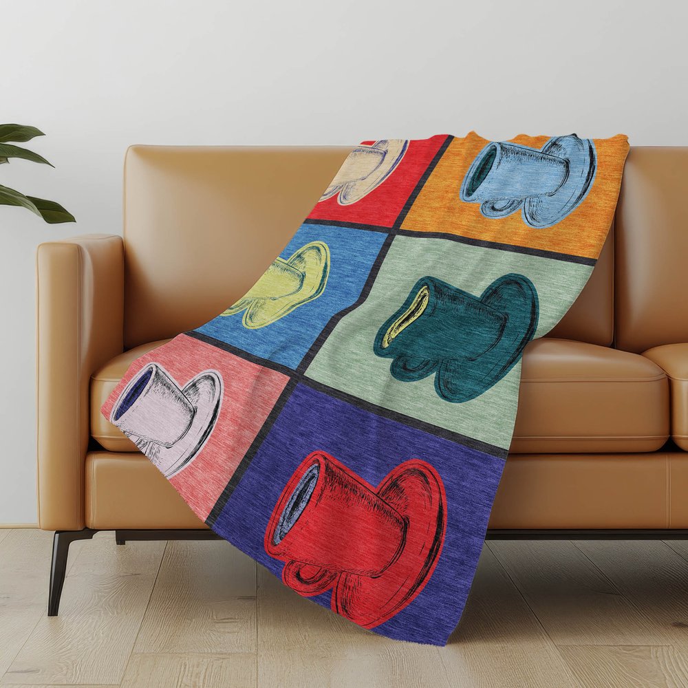 50" X 70" Blue Orange And Red Color Block Microfiber Plush Throw Blanket