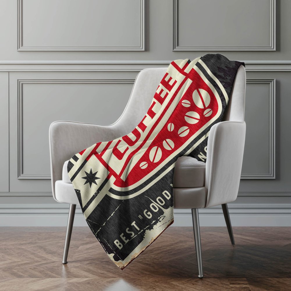 50" X 70" Midnight Ivory And Red Geometric Microfiber Plush Throw Blanket