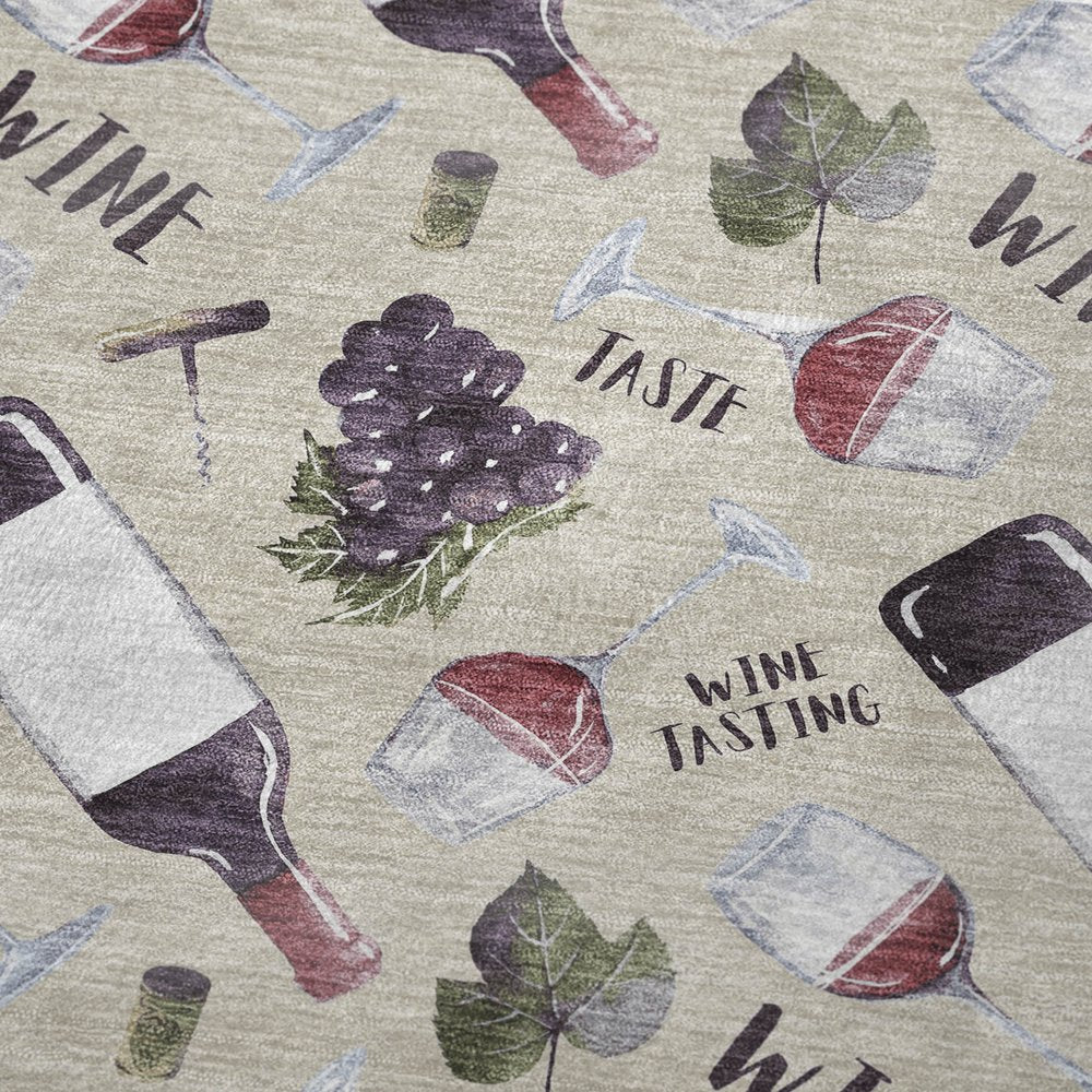 50" X 70" Ivory Purple And Green Wine Tasting Microfiber Plush Throw Blanket