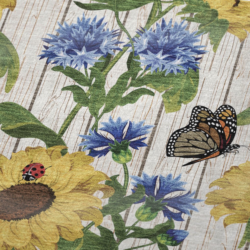 50" X 70" Ivory And Yellow Sunflower Floral Microfiber Plush Throw Blanket