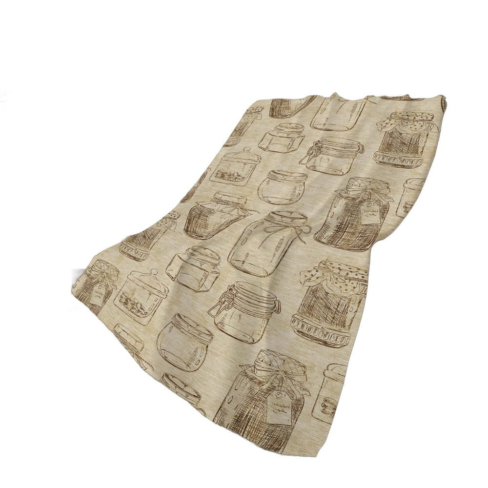 50" X 70" Beige And Brown Geometric Polyester Woven Plush Throw Blanket
