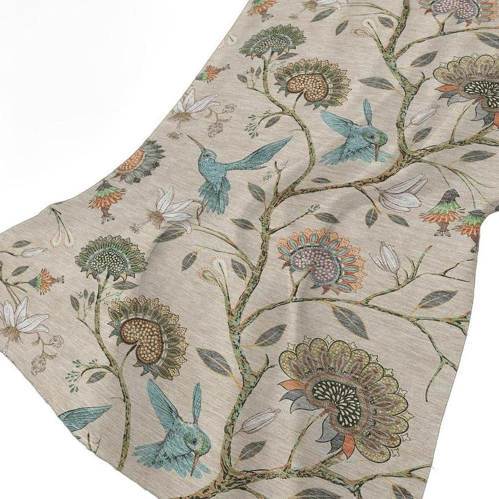 50" X 70" Beige Blue And Peach Animal Print Polyester Woven Plush Throw Blanket