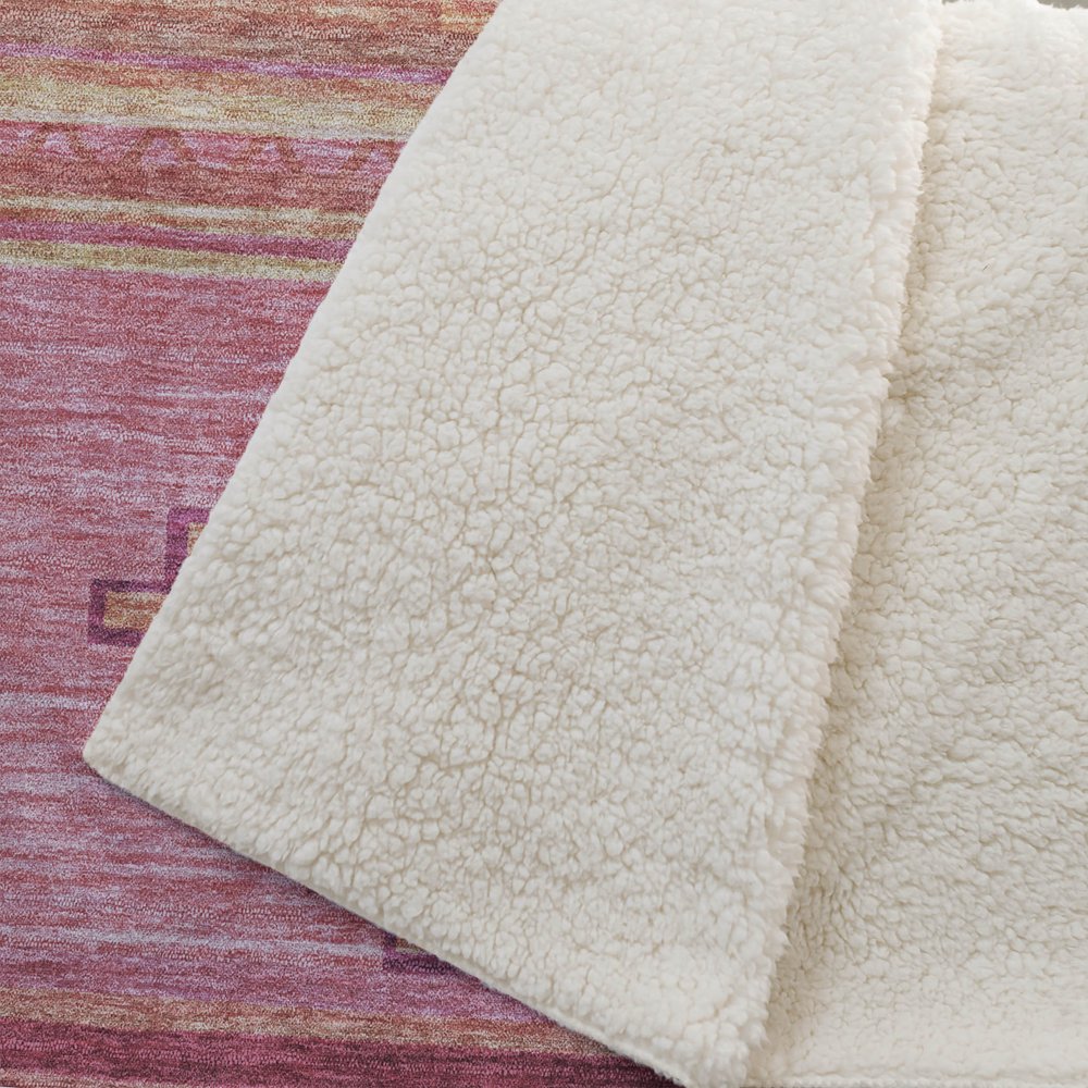 50" X 70" Pink Rust And Beige Geometric Polyester Woven Plush Throw Blanket