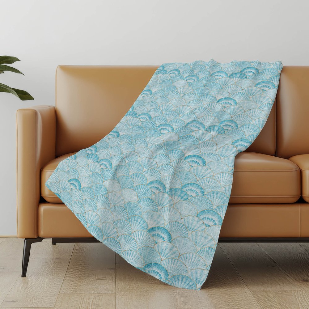 50" X 70" Aqua And Ivory Animal Print Microfiber Plush Throw Blanket