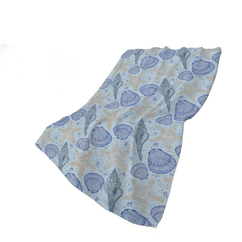 50" X 70" Blue Ivory And Beige Animal Print Polyester Woven Plush Throw Blanket