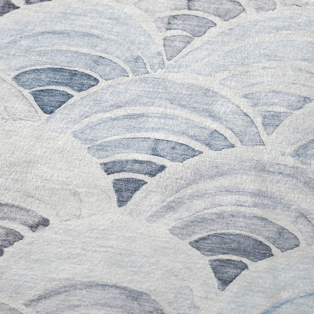 50" X 70" Blue And Ivory Coastal Seashell Microfiber Plush Throw Blanket