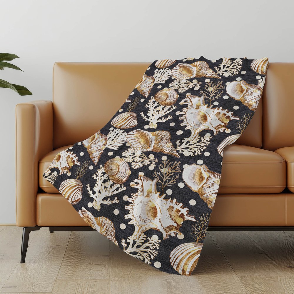 50" X 70" Midnight Brown And Ivory Animal Print Polyester Woven Plush Throw Blanket