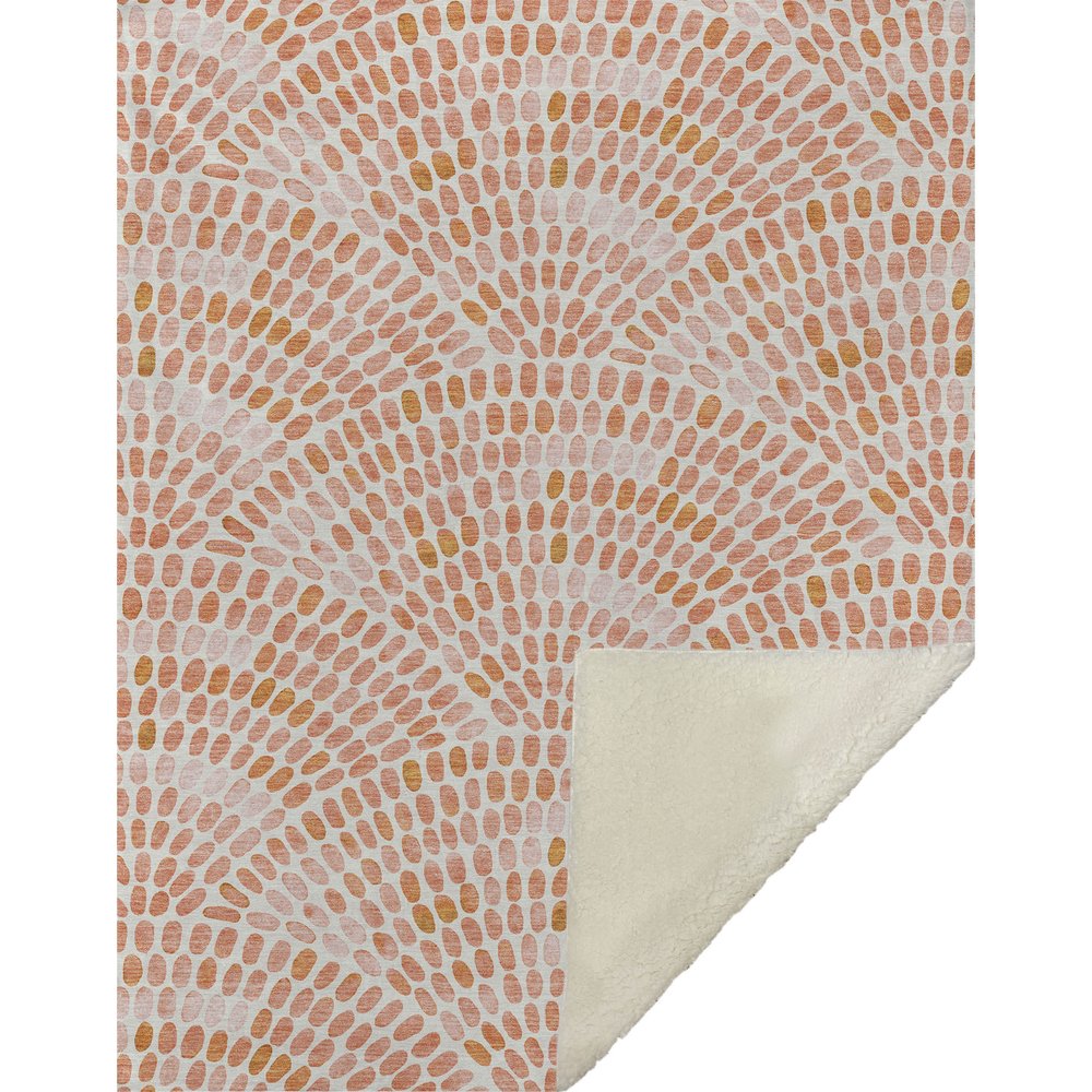 50" X 70" Peach And Ivory Abstract Microfiber Plush Throw Blanket