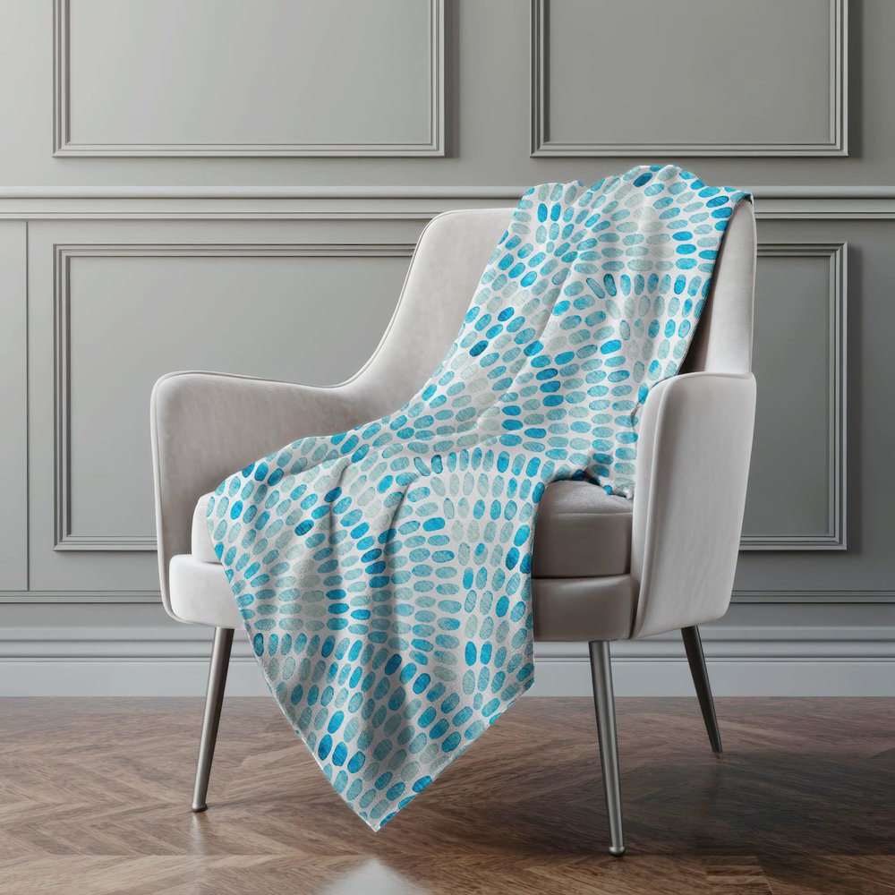 50" X 70" Aqua And Ivory Abstract Microfiber Plush Throw Blanket
