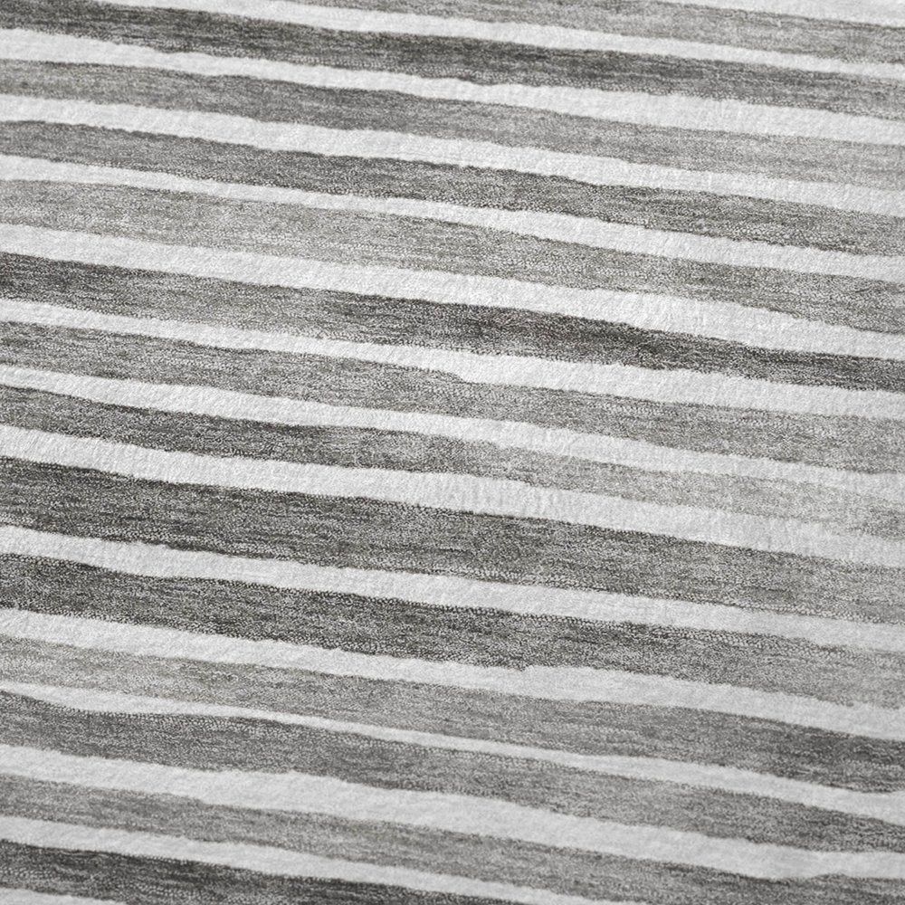 50" X 70" Gray And Ivory Striped Microfiber Plush Throw Blanket