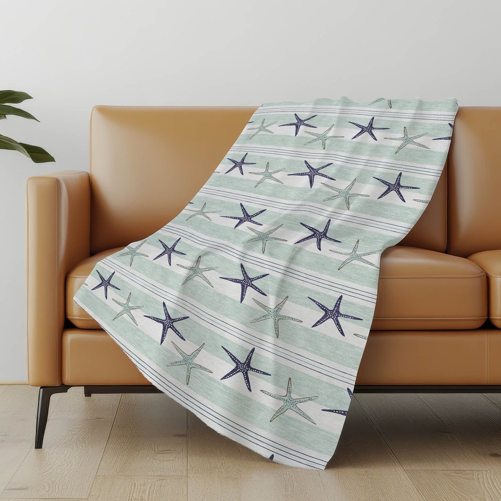 50" X 70" Navy Blue And White Animal Print Polyester Woven Plush Throw Blanket