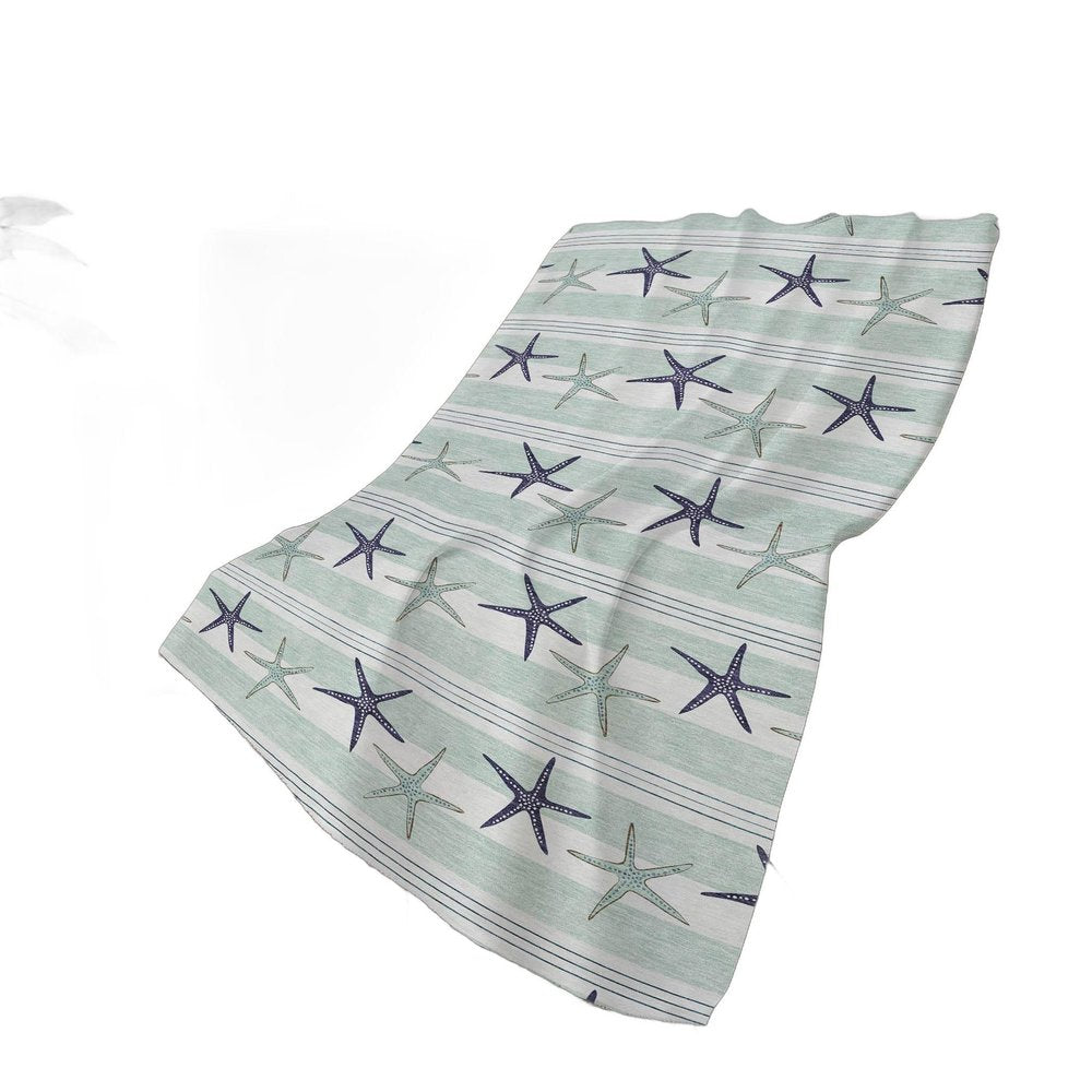 50" X 70" Navy Blue And White Animal Print Polyester Woven Plush Throw Blanket