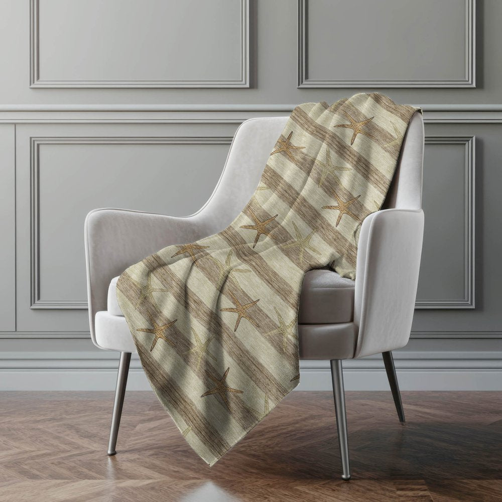 50" X 70" Tan Beige And Taupe Animal Print Polyester Woven Plush Throw Blanket