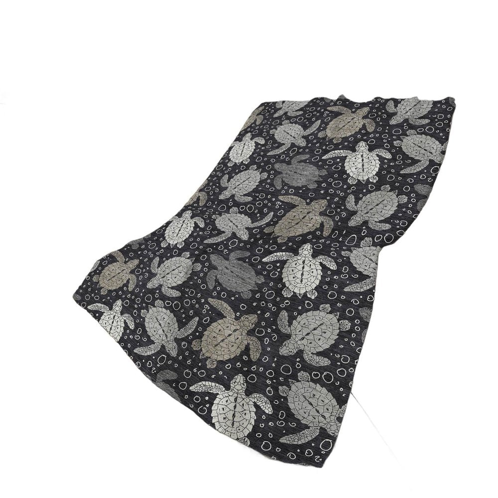 50" X 70" Midnight Gray And Ivory Animal Print Polyester Woven Plush Throw Blanket