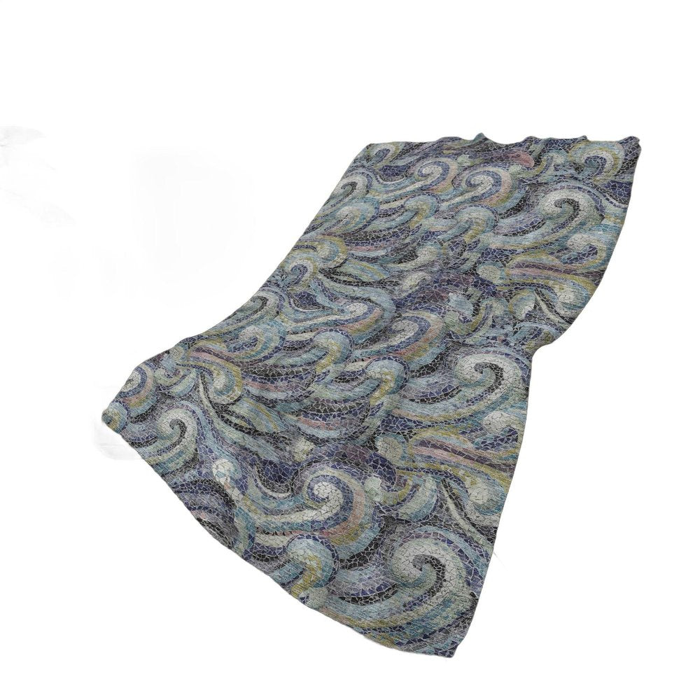 50" X 70" Steel Blue Light Pink And Beige Abstract Polyester Woven Plush Throw Blanket
