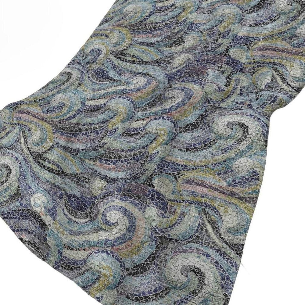 50" X 70" Steel Blue Light Pink And Beige Abstract Polyester Woven Plush Throw Blanket