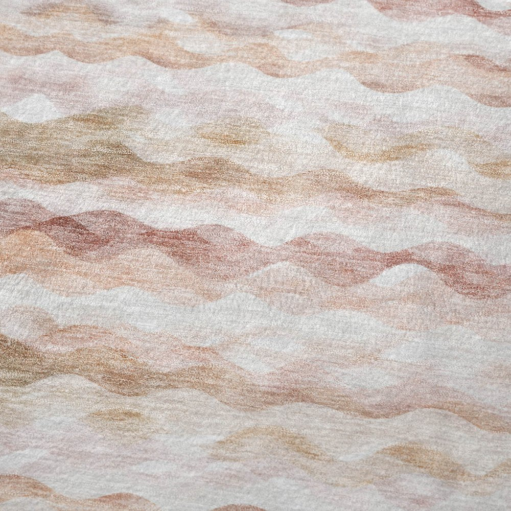 50" X 70" Peach Beige And Ivory Abstract Microfiber Plush Throw Blanket