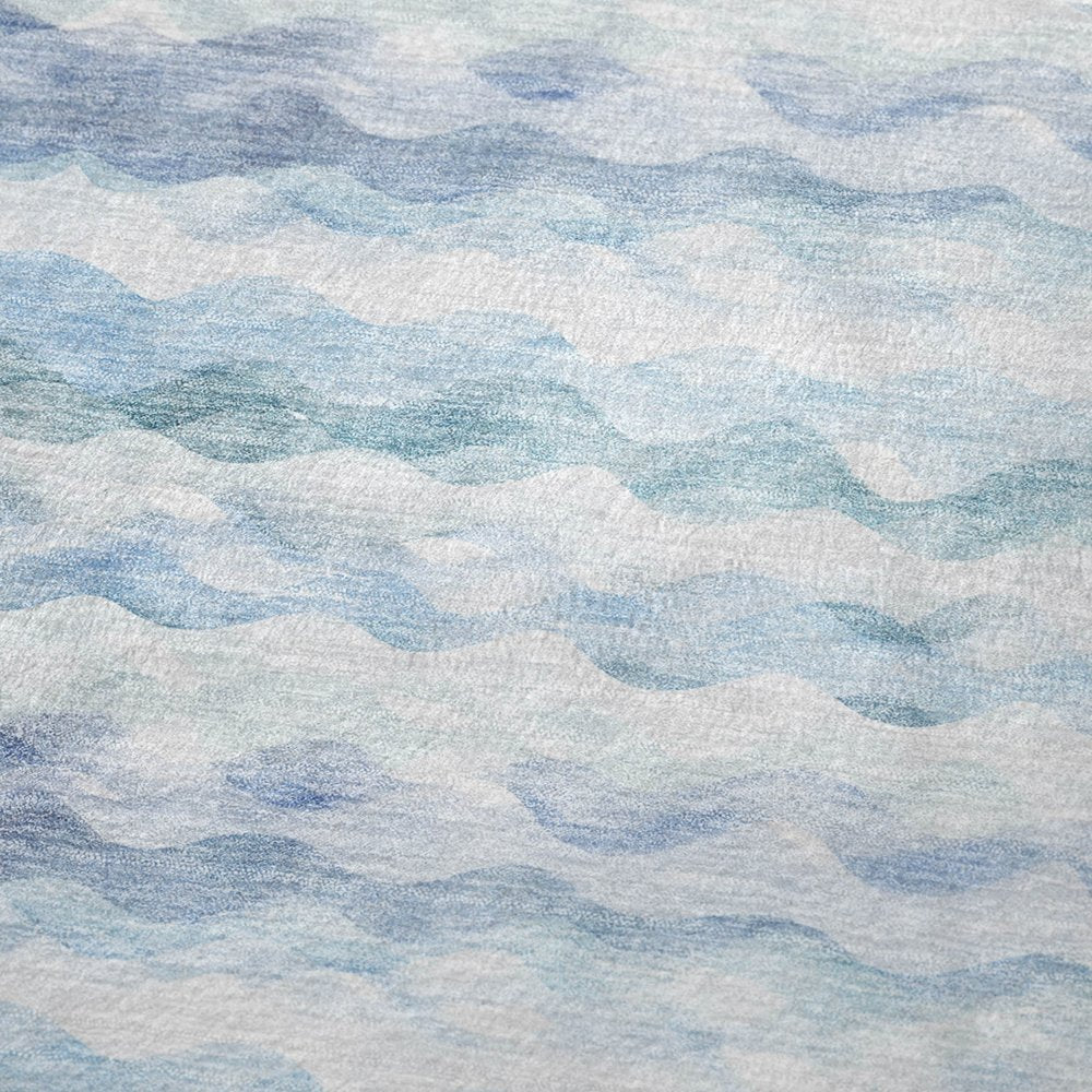 50" X 70" Blue And Ivory Abstract Microfiber Plush Throw Blanket