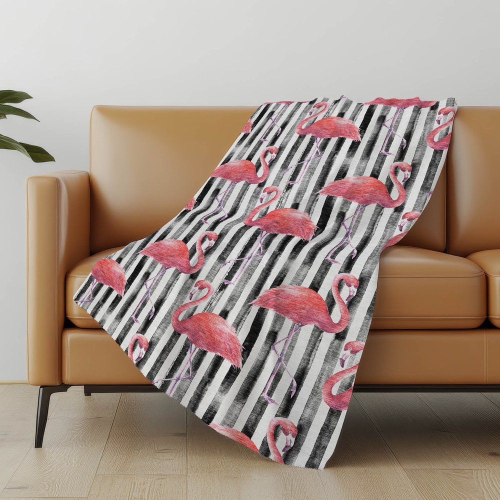 50" X 70" Pink Black And Ivory Animal Print Microfiber Plush Throw Blanket