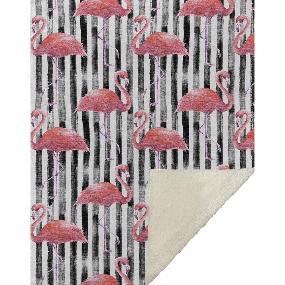 50" X 70" Pink Black And Ivory Animal Print Microfiber Plush Throw Blanket