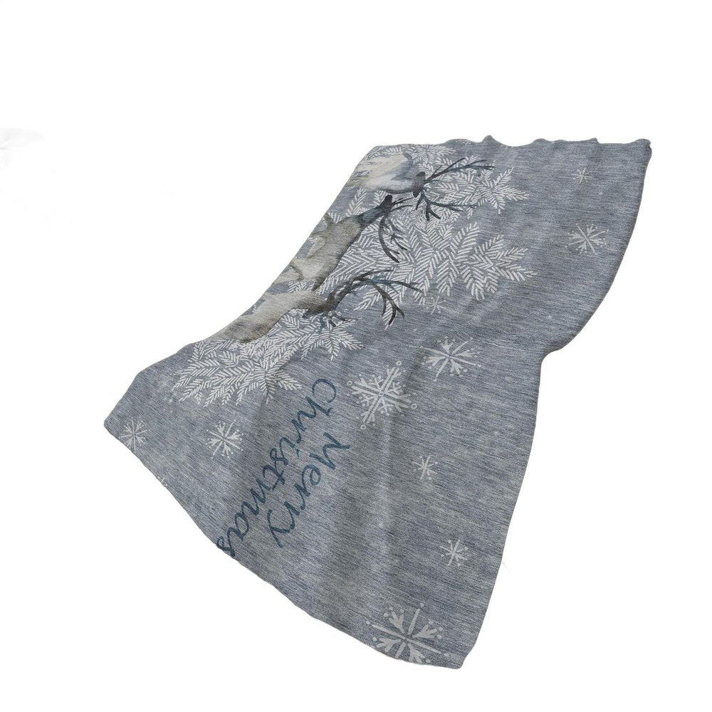 50" X 70" Gray And Silver Animal Print Polyester Woven Plush Throw Blanket