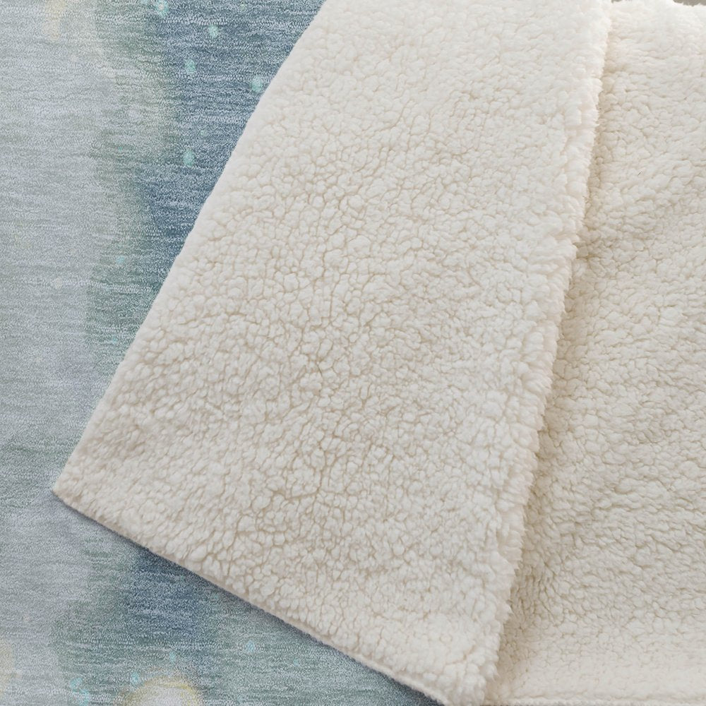 50" X 70" Blue Gold And Ivory Floral Microfiber Plush Throw Blanket