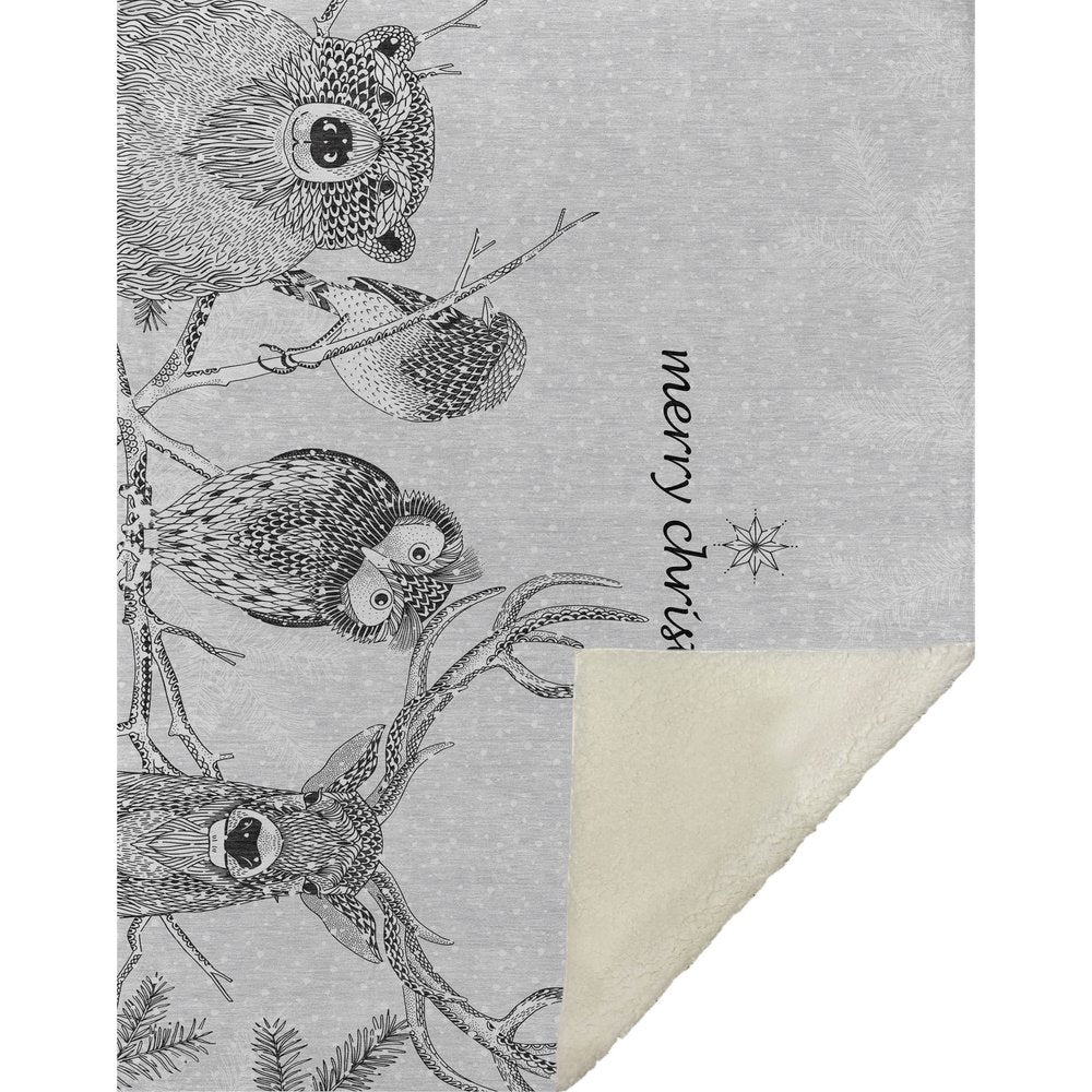 50" X 70" Gray Black And Ivory Animal Print Microfiber Plush Throw Blanket