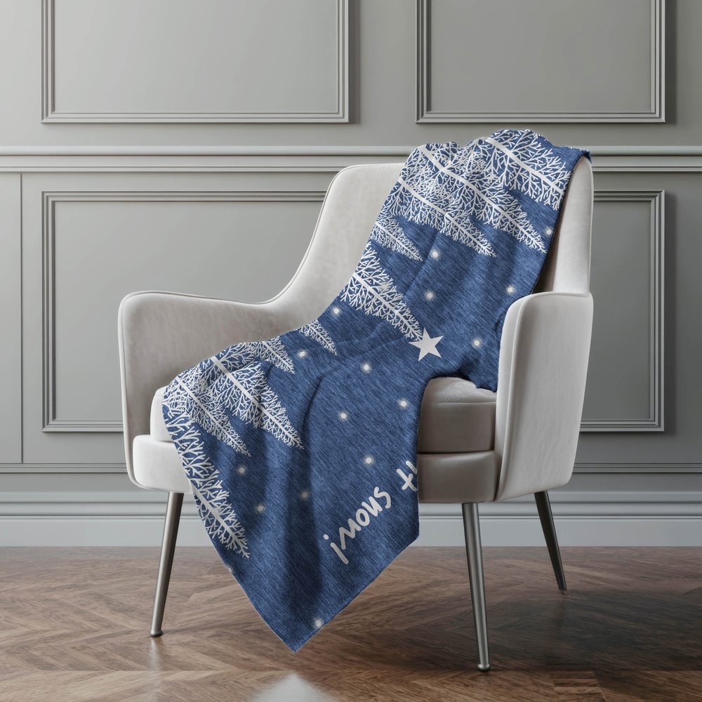 50" X 70" Blue Ivory And Red Geometric Microfiber Plush Throw Blanket