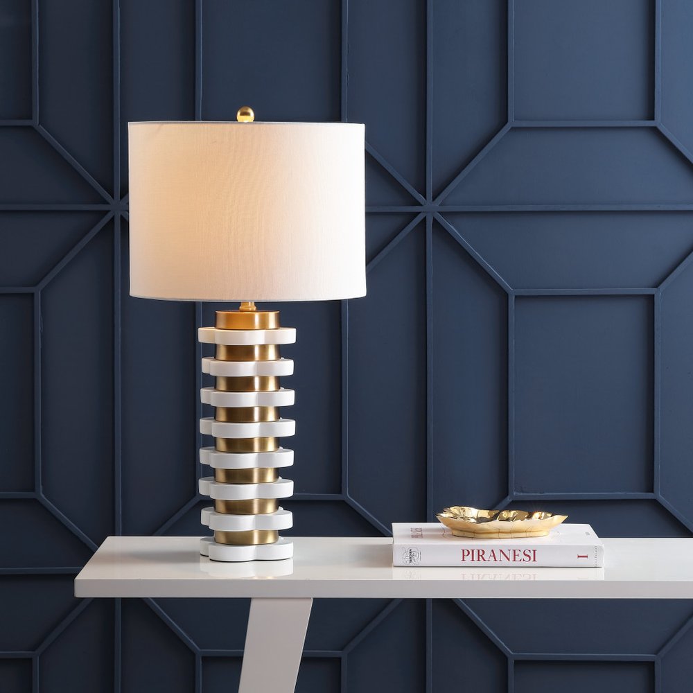 27" White Novelty Table Lamp LED With Drum Shade