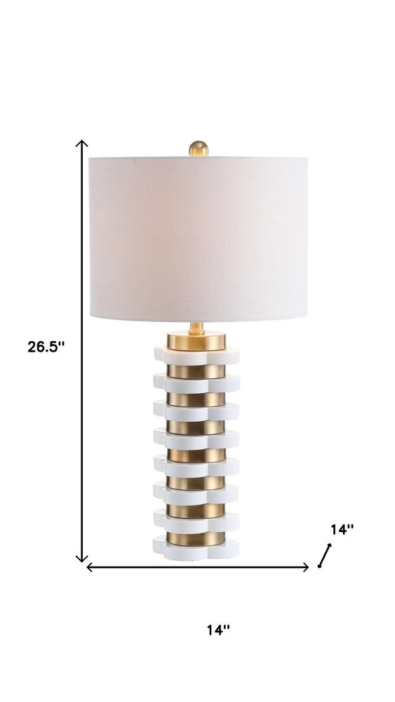 27" White Novelty Table Lamp LED With Drum Shade