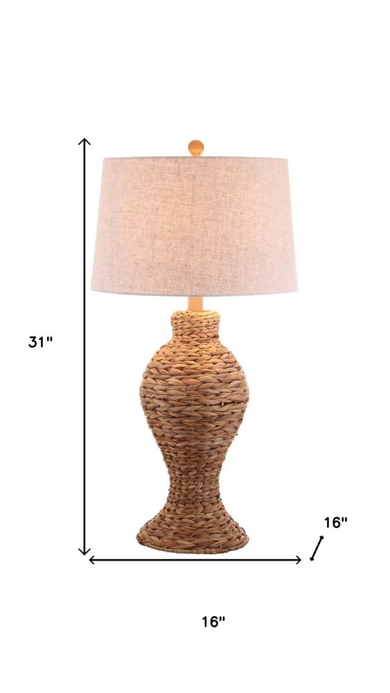 31" Natural Urn Table Lamp LED With Drum Shade