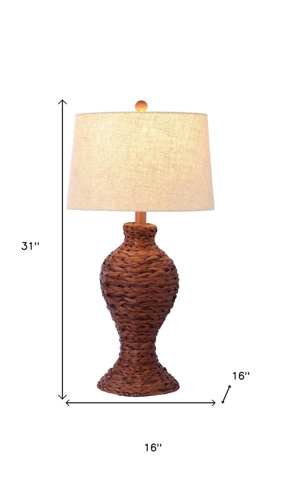 31" Dark Brown Urn Table Lamp LED With Drum Shade