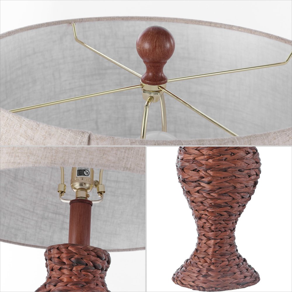 31" Dark Brown Urn Table Lamp LED With Drum Shade
