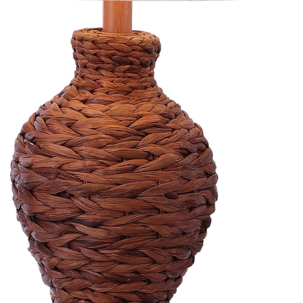 31" Dark Brown Urn Table Lamp LED With Drum Shade