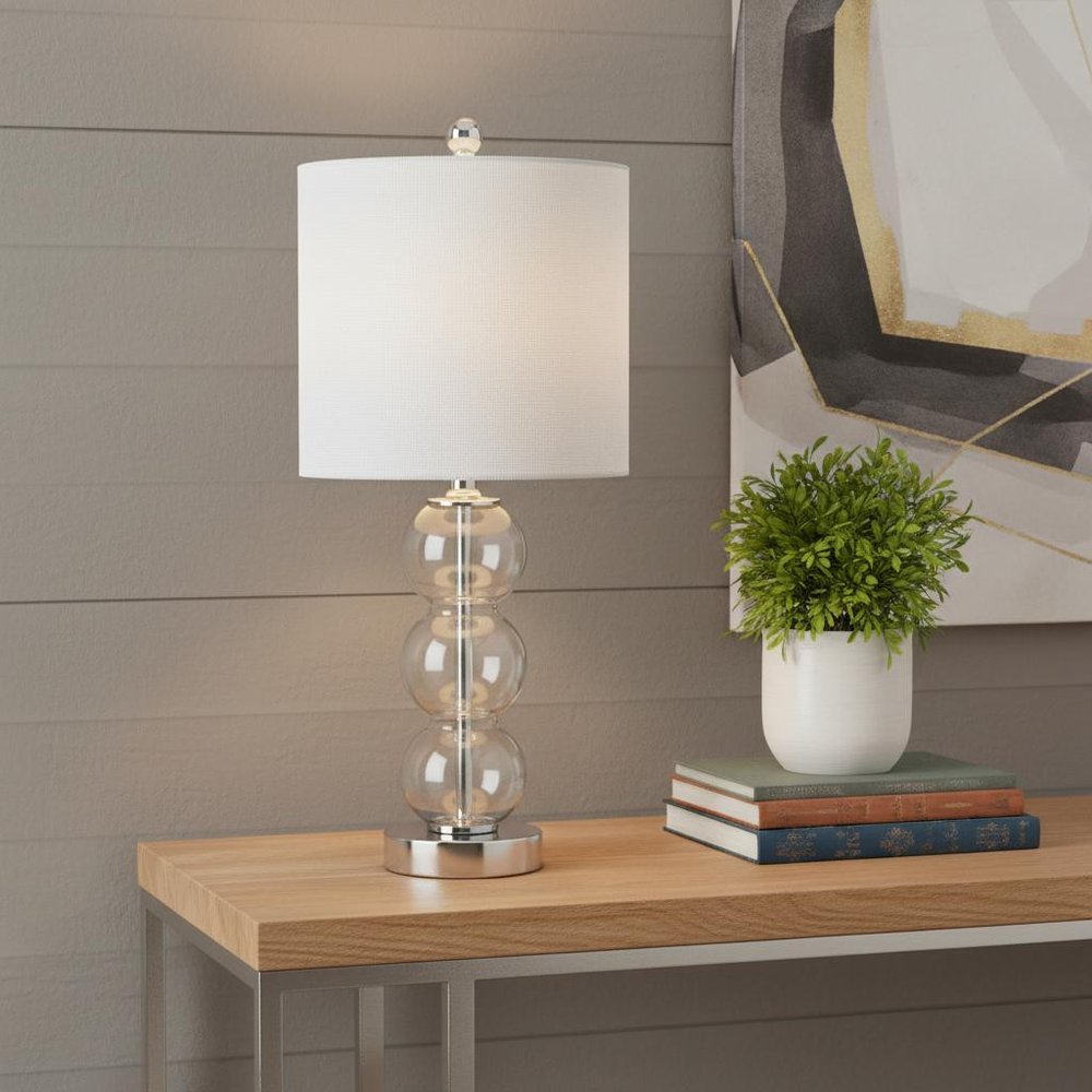 21" Silver Novelty Table Lamp LED With Globe Shade