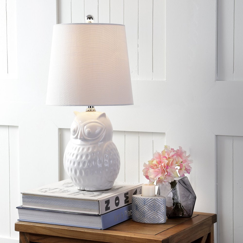 21" Clear Novelty Desk Lamp LED With Drum Shade