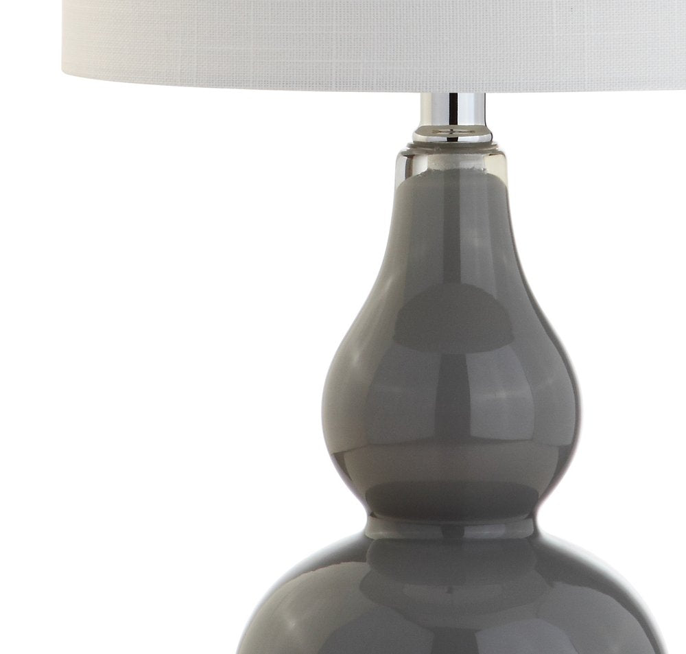 21" Silver Gourd Desk Lamp LED With Drum Shade