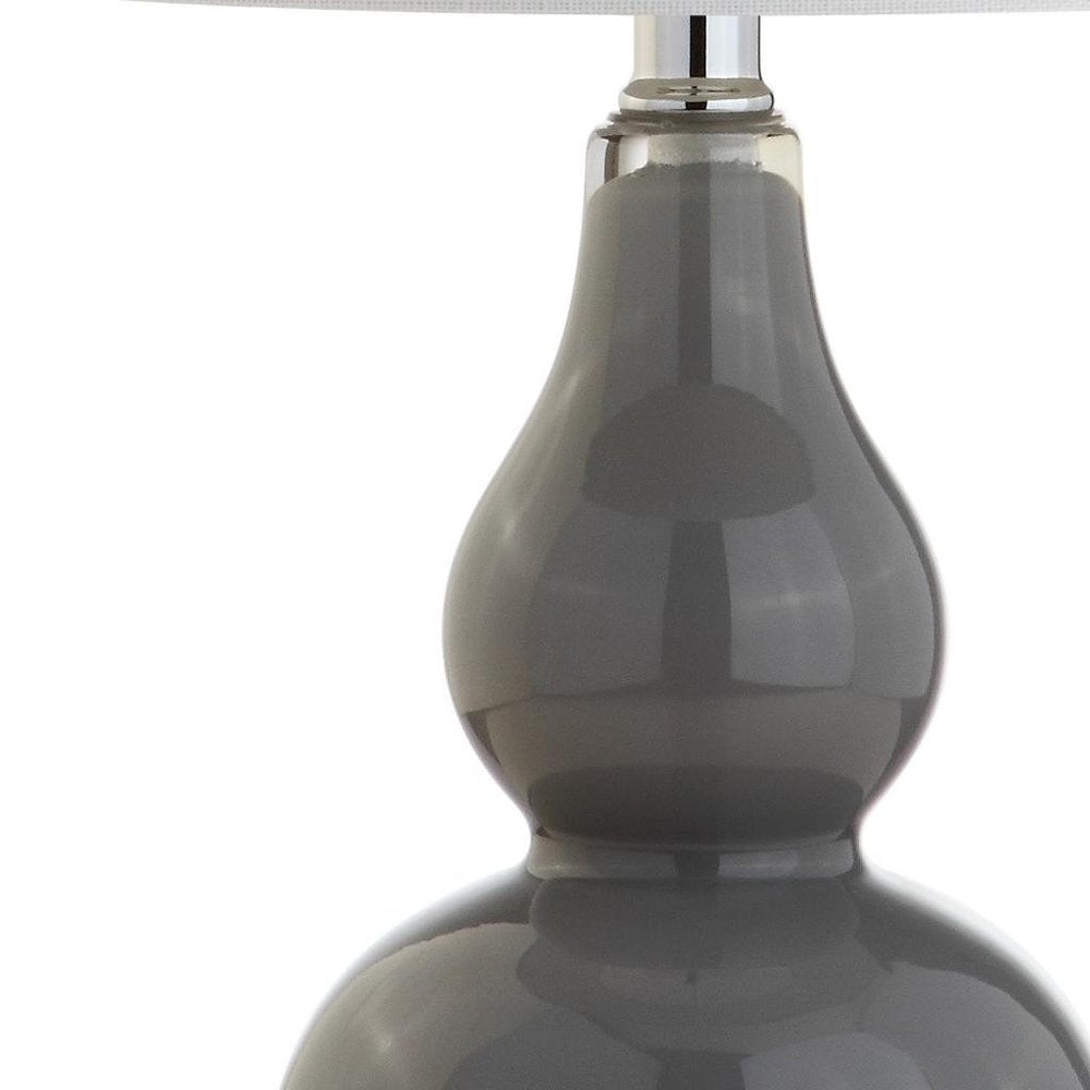 21" Silver Gourd Desk Lamp LED With Drum Shade