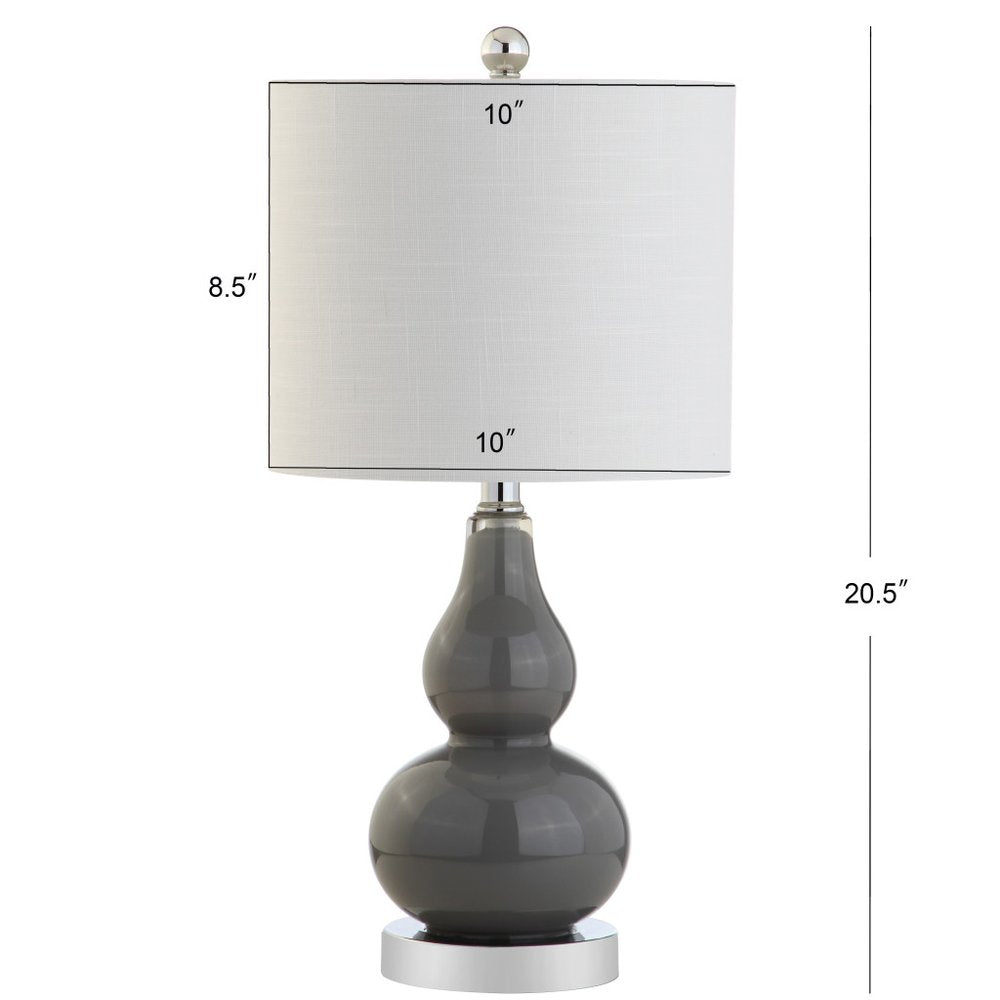 21" Silver Gourd Desk Lamp LED With Drum Shade