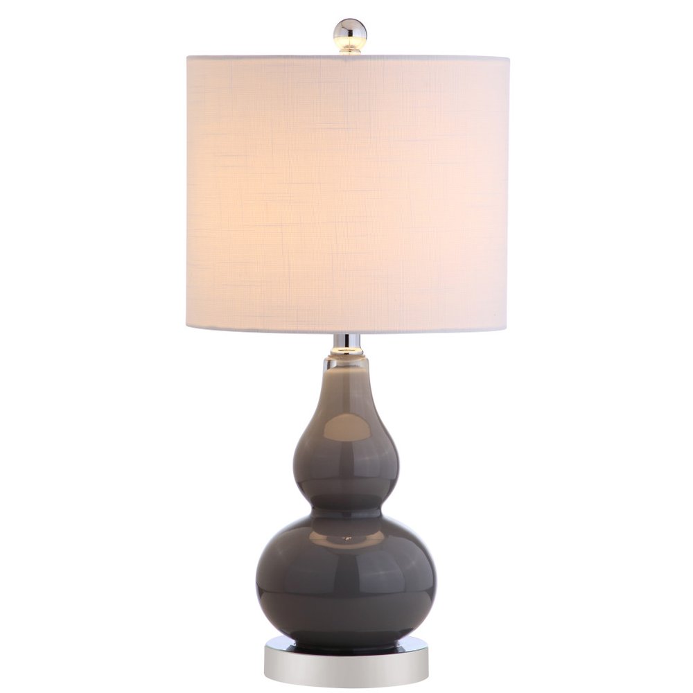 21" Silver Gourd Desk Lamp LED With Drum Shade