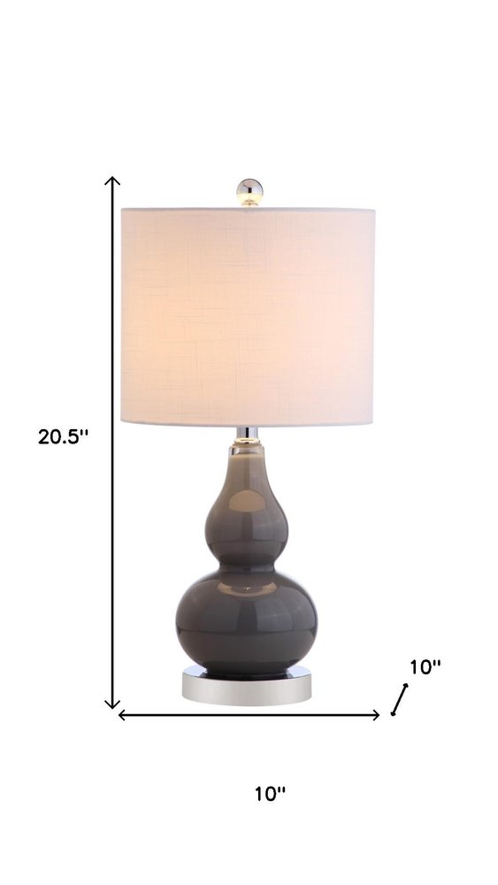 21" Silver Gourd Desk Lamp LED With Drum Shade