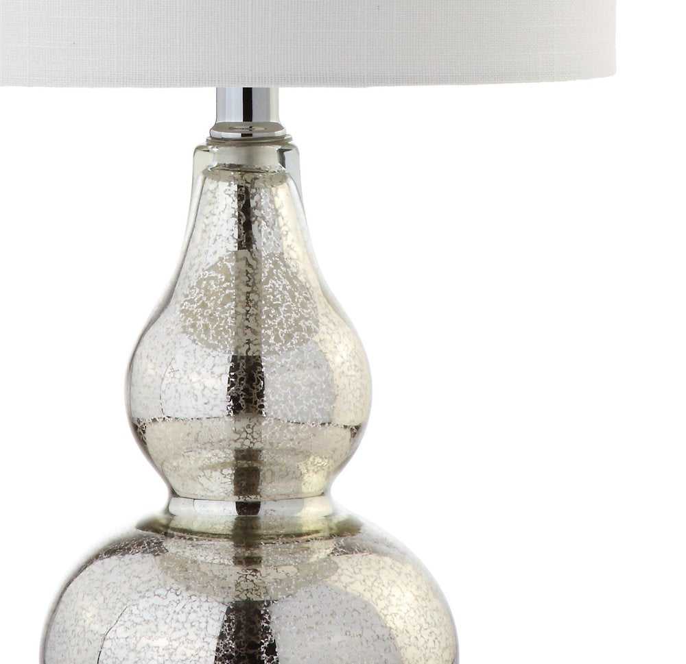 21" Silver Gourd Desk Lamp LED With Drum Shade