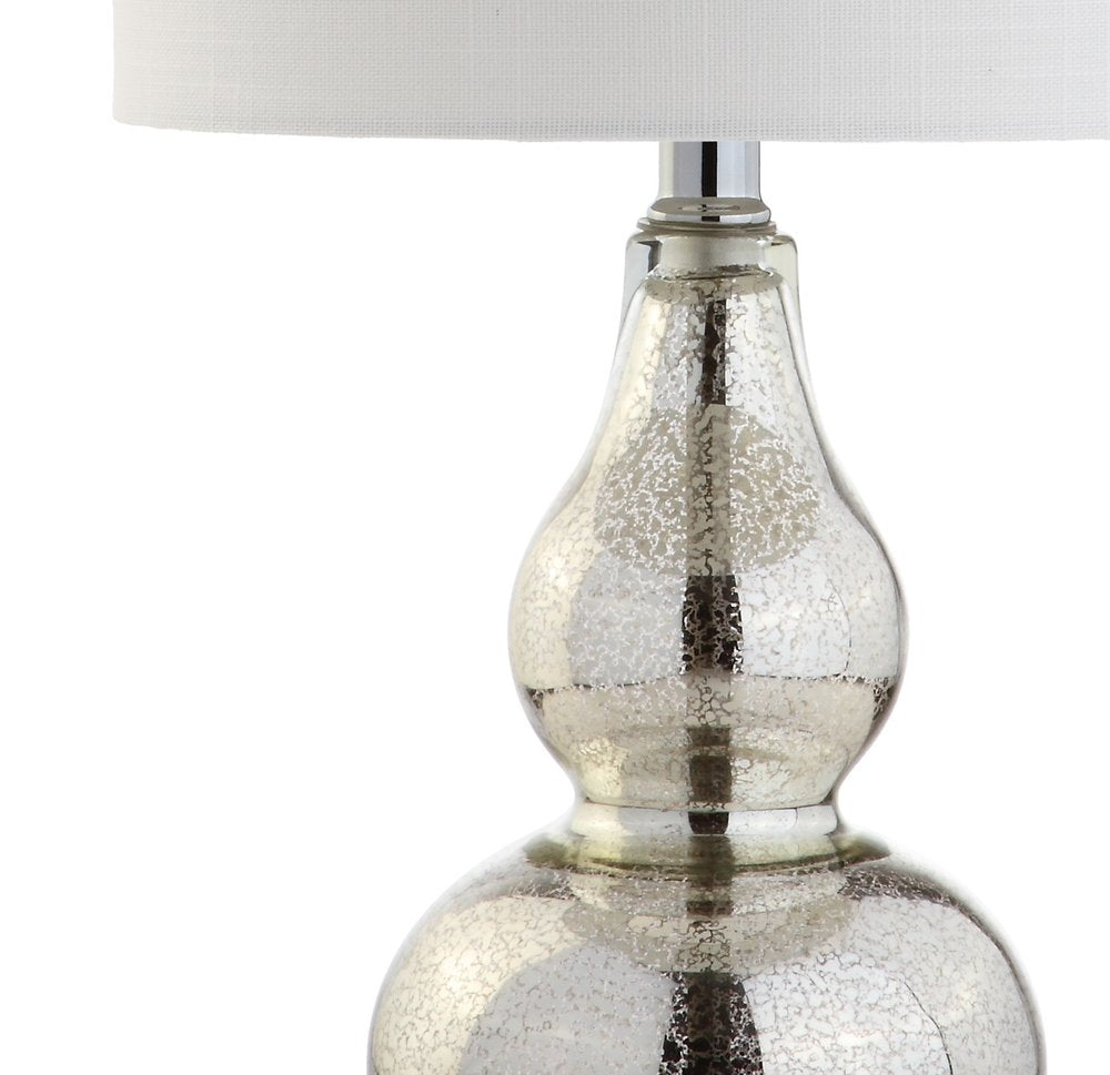21" Silver Gourd Desk Lamp LED With Drum Shade