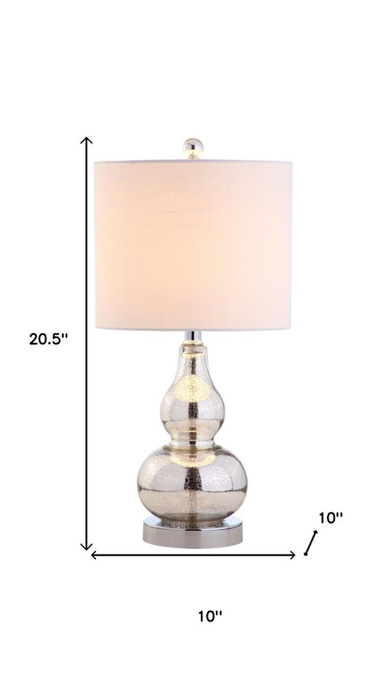 21" Silver Gourd Desk Lamp LED With Drum Shade