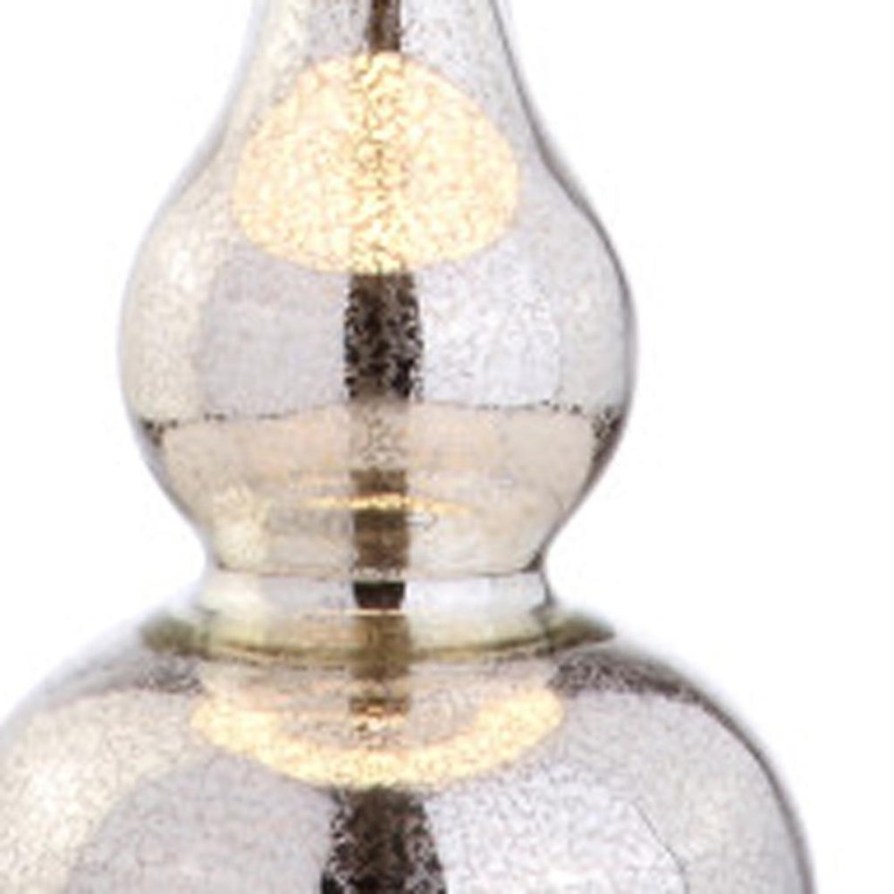 Set of Two 21" Silver Gourd Desk Lamps LED With Drum Shades