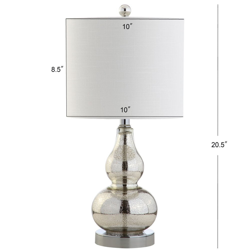 Set of Two 21" Silver Gourd Desk Lamps LED With Drum Shades